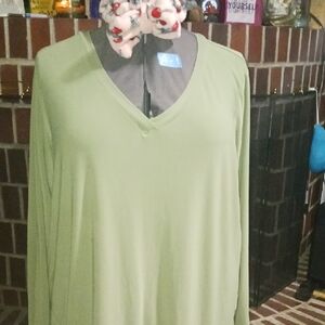 Linea by Louis Dell'Olio Green V-Neck Long Sleeve Top